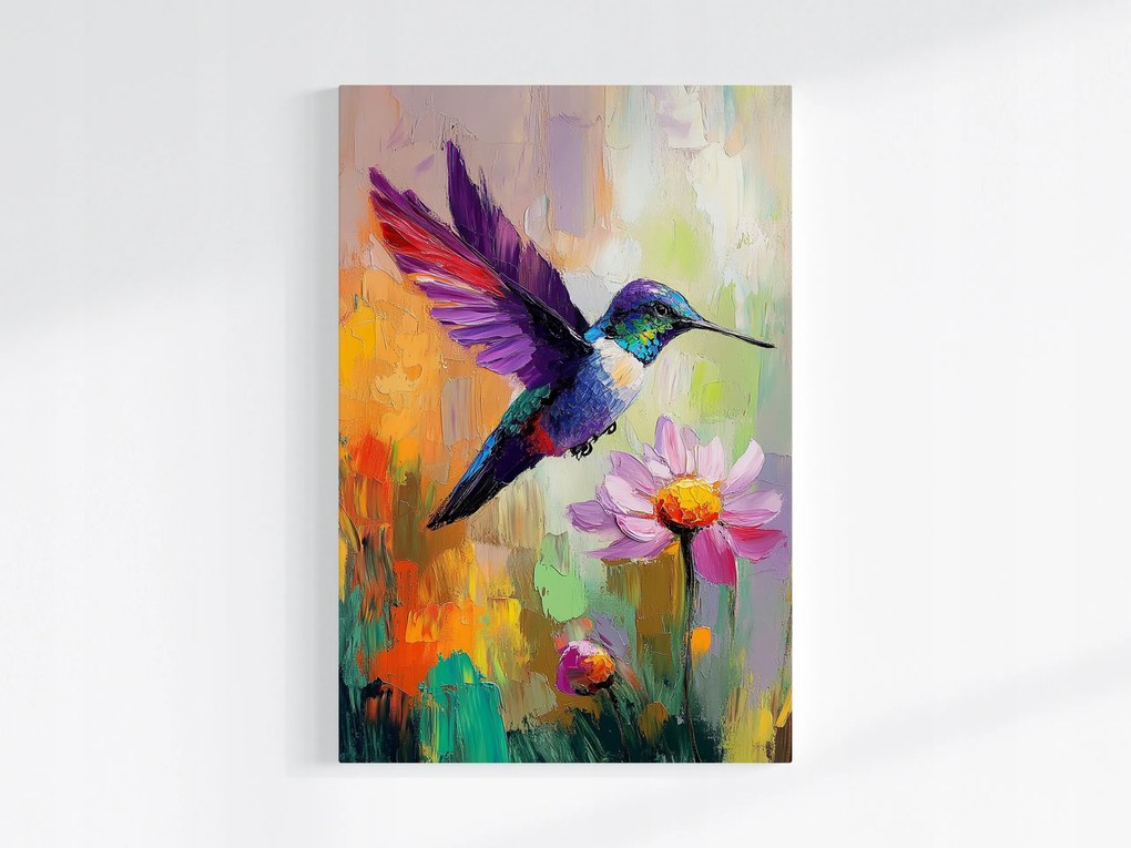 Canvas Vászonkép Színes Madár Kolibri Virágok Természet 40x60