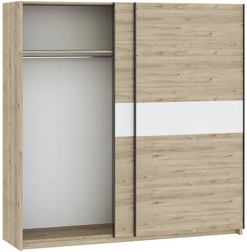 BERNO 200 cm Gardróbszekrény Tölgy/Fehér Színben