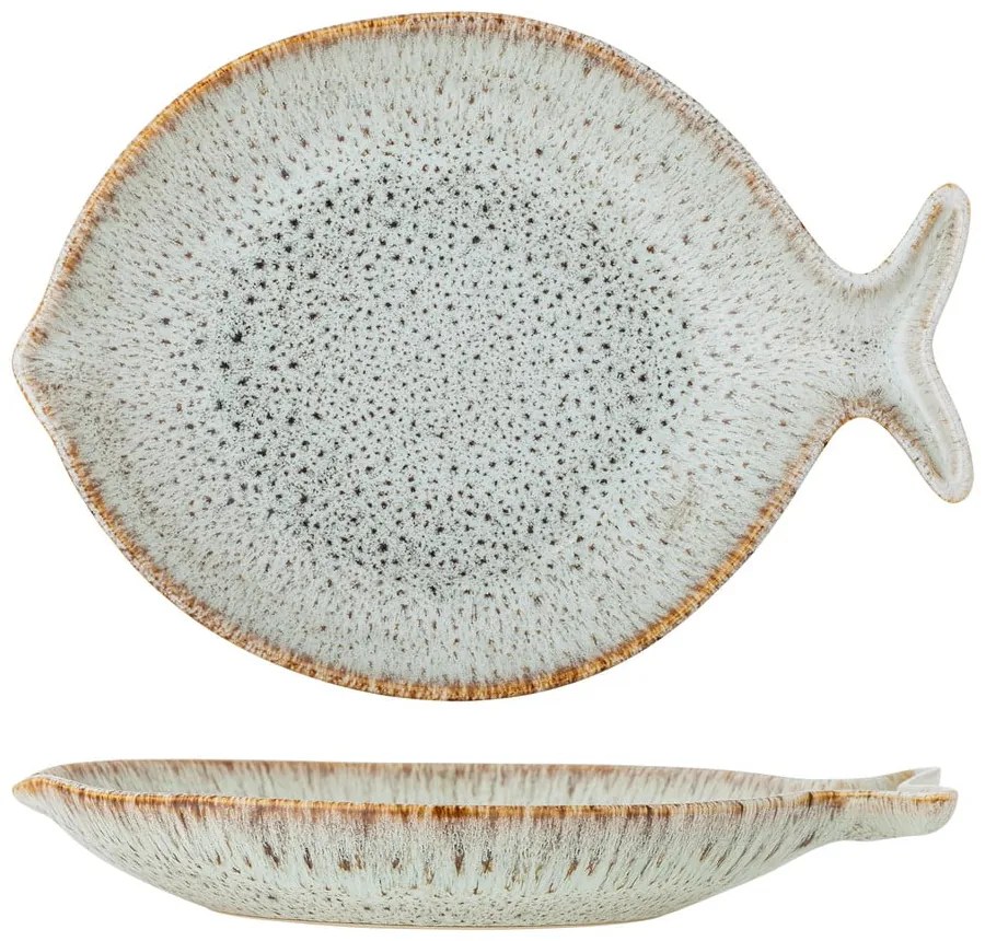 Kék-bézs szervírozó kőedény tányér Fleur – Bloomingville