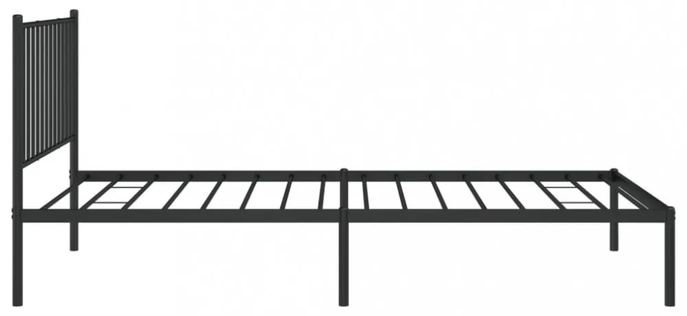 fekete fém ágykeret fejtámlával 100 x 200 cm