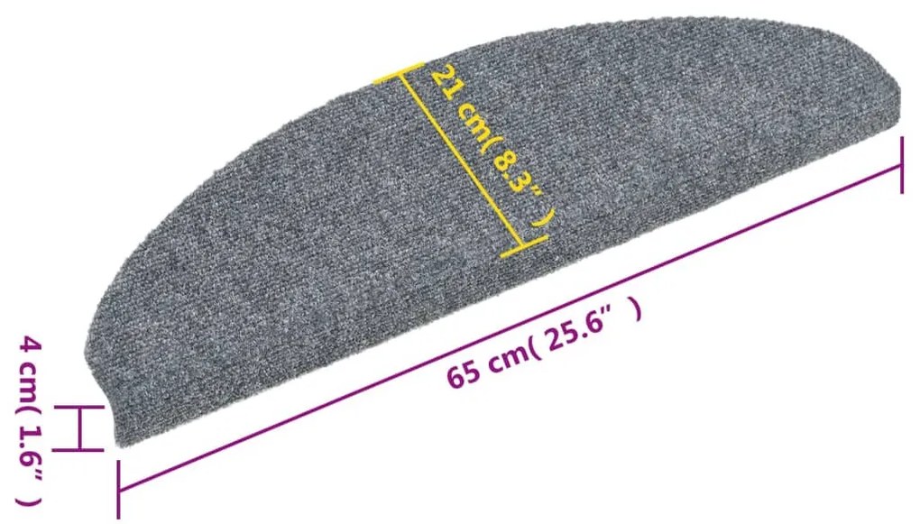 15 db világosszürke öntapadós lépcsőszőnyeg 65x21x4 cm