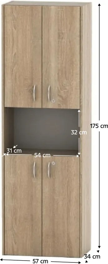 Polcosszekrény ajtókkal, tölgy sonoma, TEMPO ASISTENT NEW 003