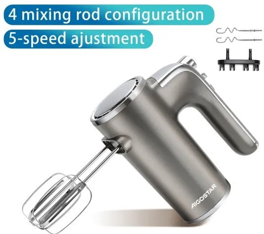 Aigostar - Kézi mixer 400W/230V szürke/króm