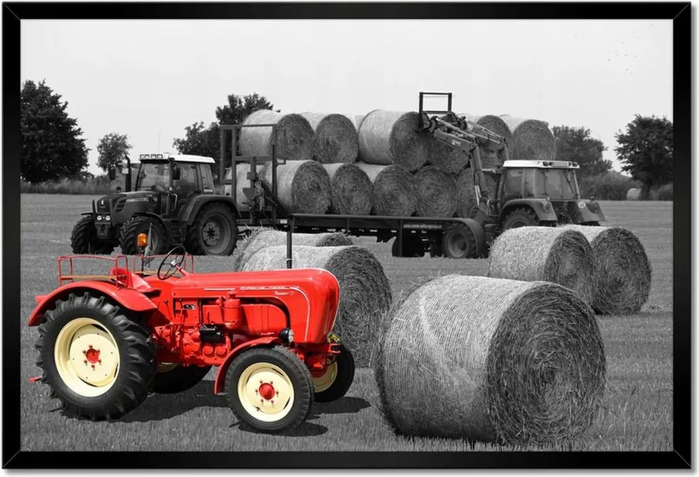 Poszterek keretben 60x40 Aratás Piros traktor