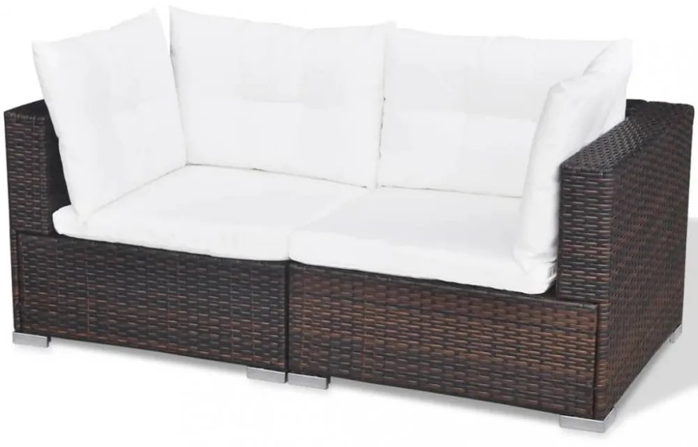 10-részes barna polyrattan kerti bútorszett párnákkal