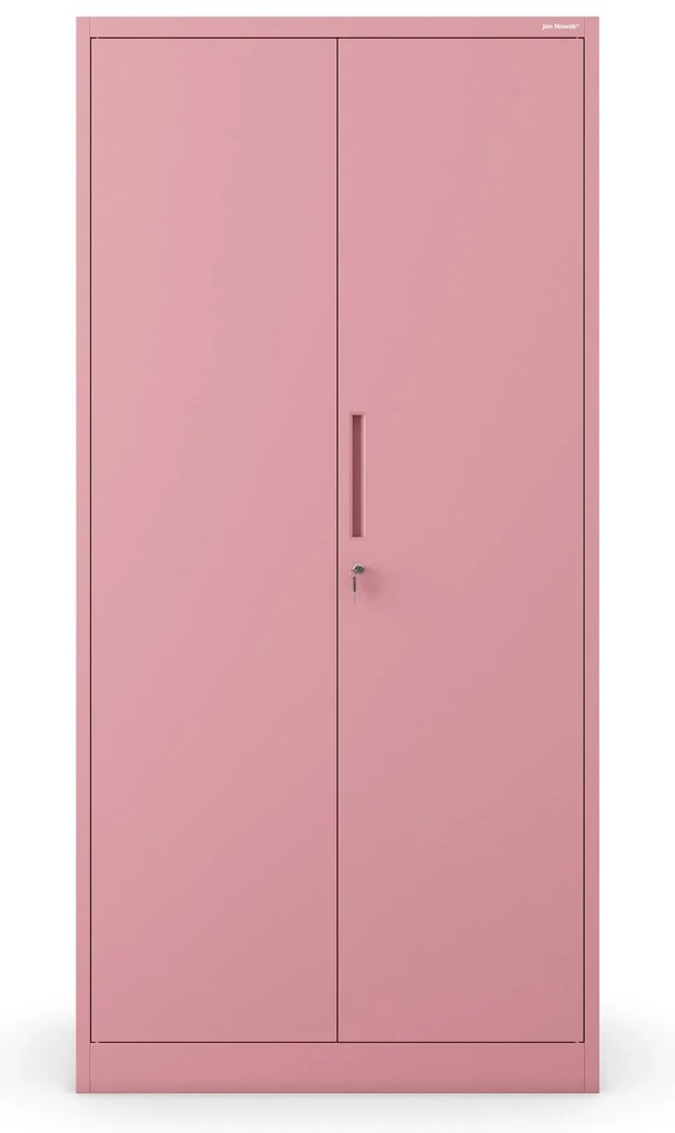 Fémszekrény otthoni irodába JAN, 900 x 1850 x 400 mm, Fresh Style: púderrózsaszín