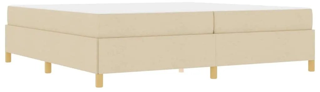 Boxrugós ágy matracmal Fehér és krém 200 x 200 cm szövet