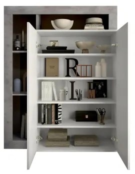 LENOR szekrény, fehér/betonhatású szürke