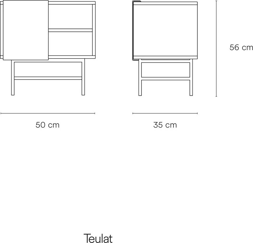 Bézs-krémszínű matt éjjeliszekrény Nube – Teulat