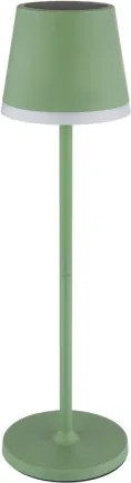 Globo 36637BM Solar asztali lámpa, fém/műanyag halványzöld, műanyag szatírozott, csúszókapcsoló, CR18650 1200mAh 3.7V, IP44, 2 szerelési magasság: 41 cm/26 cm, ø: 110mm, M: 410mm, tartozék: 10x LED 0.06W 3V, 3000K