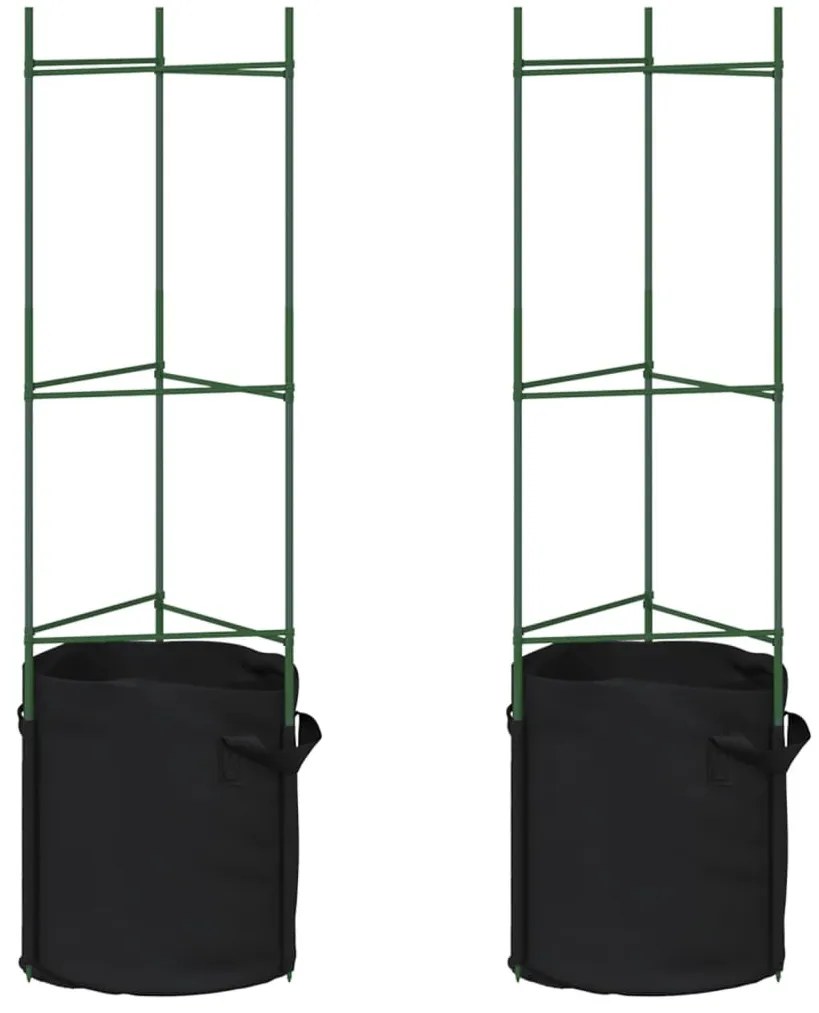2 db acél és PP paradicsom ketrec növényzsákkal 116 cm