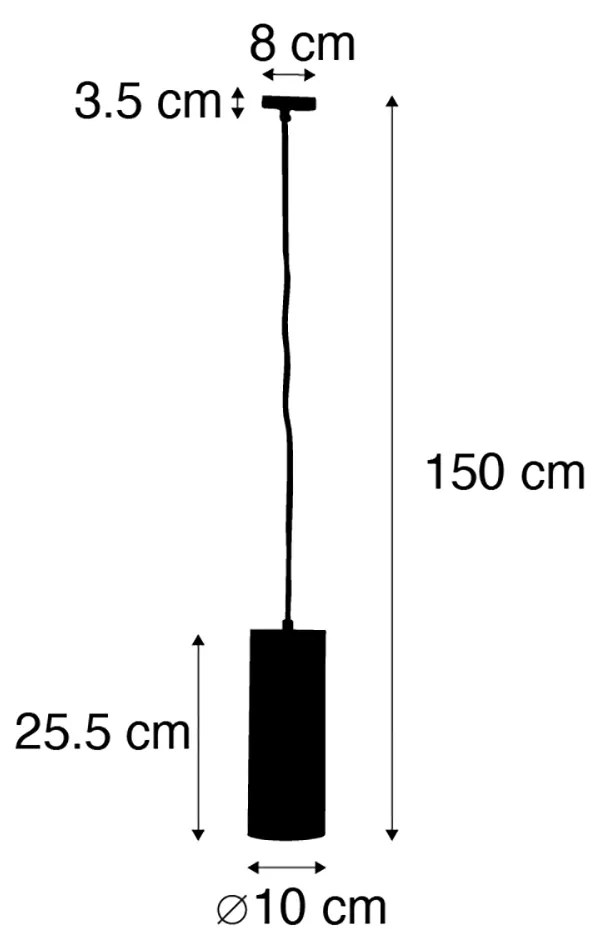 Design függőlámpa fekete 1 fázisú sínadapterrel - Iconic Tubo