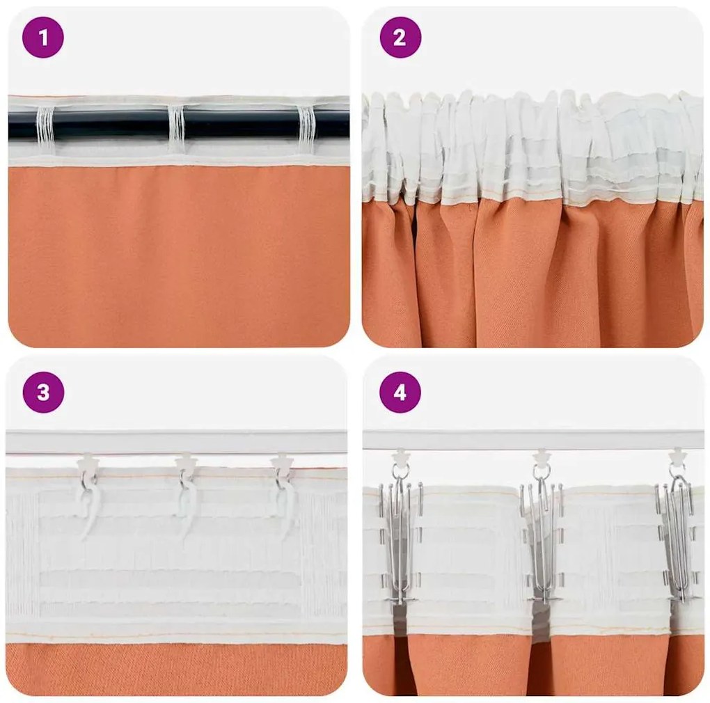 Függönyök függönyökkel 2 pcs Terrakotta 260x140cm Poliészter