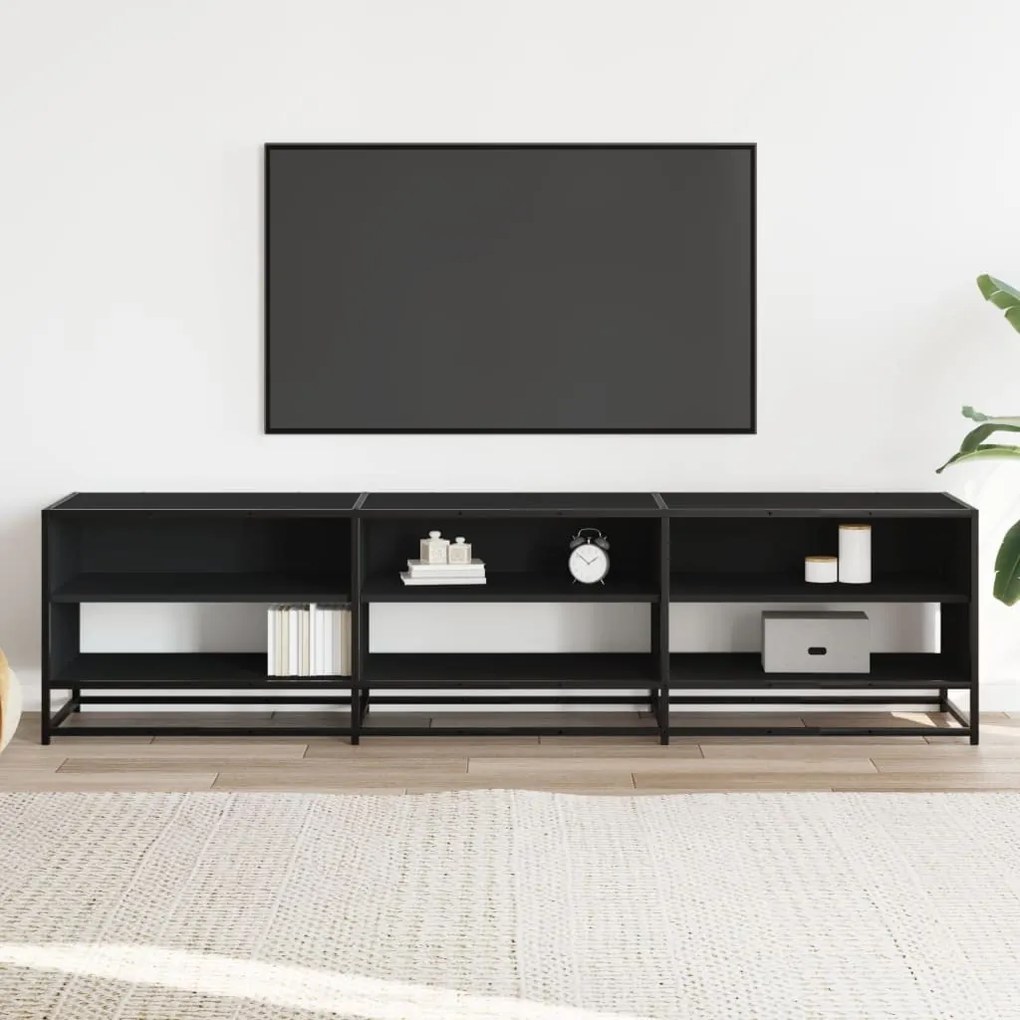 fekete szerelt fa TV-szekrény 180 x 40 x 46 cm