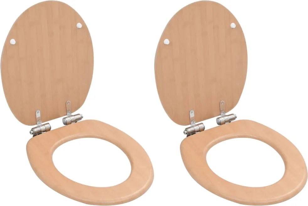 vidaXL 2 db bambuszmintás MDF WC-ülőke lassan csukódó fedéllel