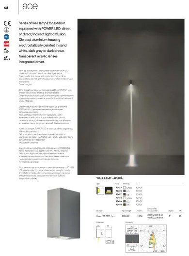 Redo 90417 - LED Kültéri fali lámpa ACE LED/3,36W/230V 3000K IP54 barna