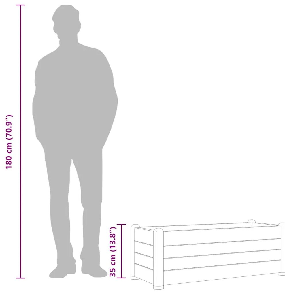 kőszürke kerti PP magaságyás 100 x 43 x 35 cm