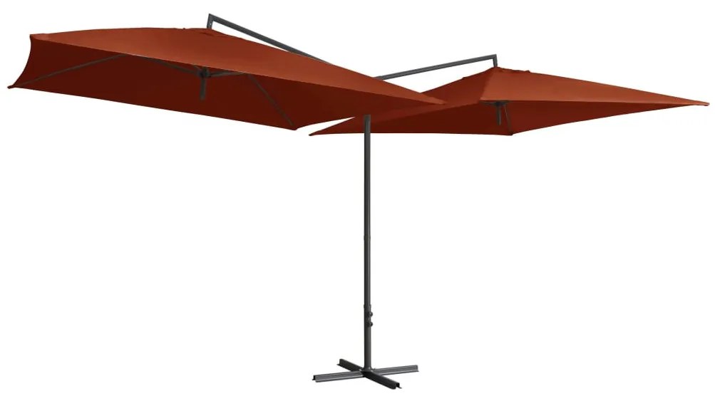 Terrakotta dupla napernyő acélrúddal 250 x 250 cm