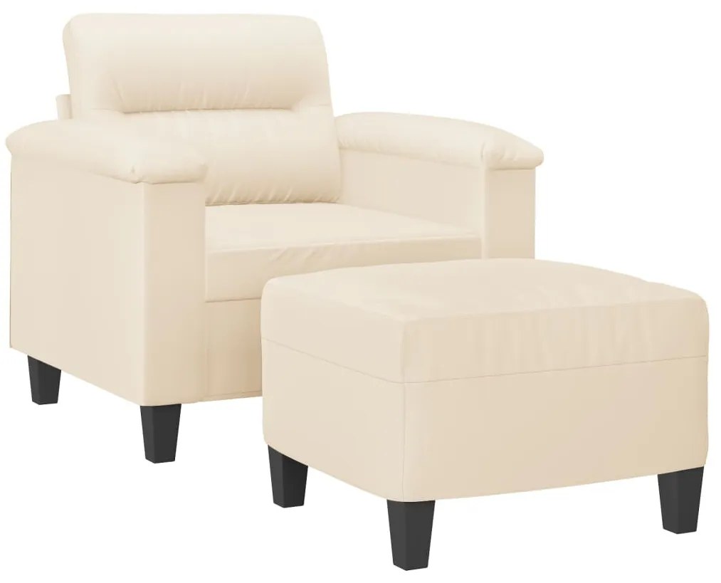 bézs mikroszálas szövet kanapéfotel lábtartóval 60 cm