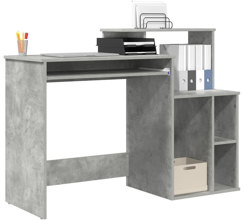 Tárolós Asztal Beton Szürke 120.5x44x88.5 cm Mérnöki Fa