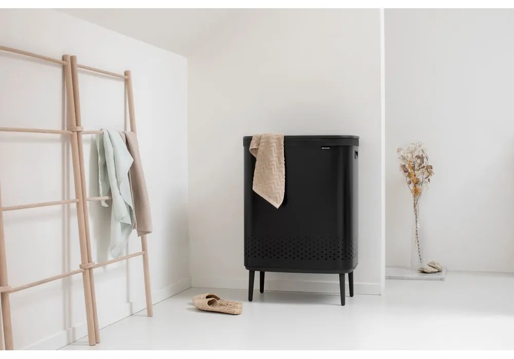 Matt fekete fém szennyeskosár 90 l Bo Hi – Brabantia