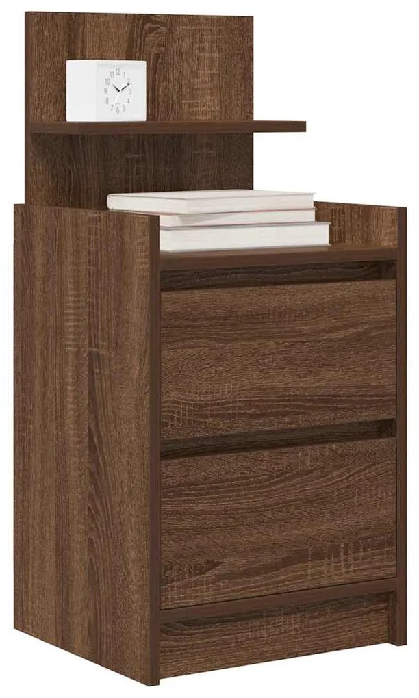 2 db barna tölgy éjjeliszekrények 2 fiókkal 38x34x80 cm