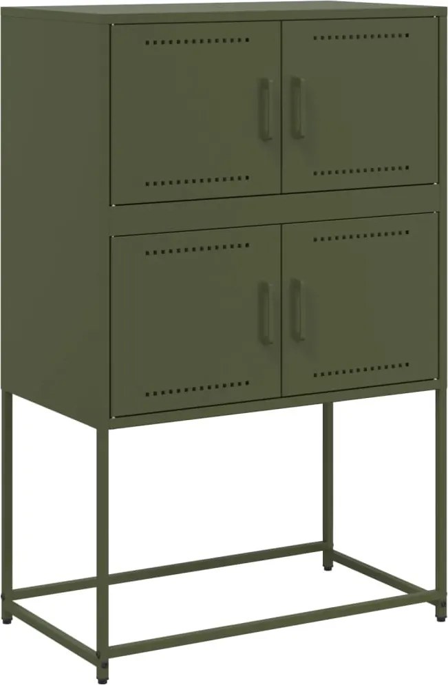 vidaXL olívazöld acél tálalószekrény 68,5x38,5x107 cm
