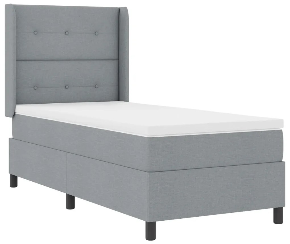 Boxspring Ágy Matrac Nélkül, Világosszürke, 90x190 cm, Szövet