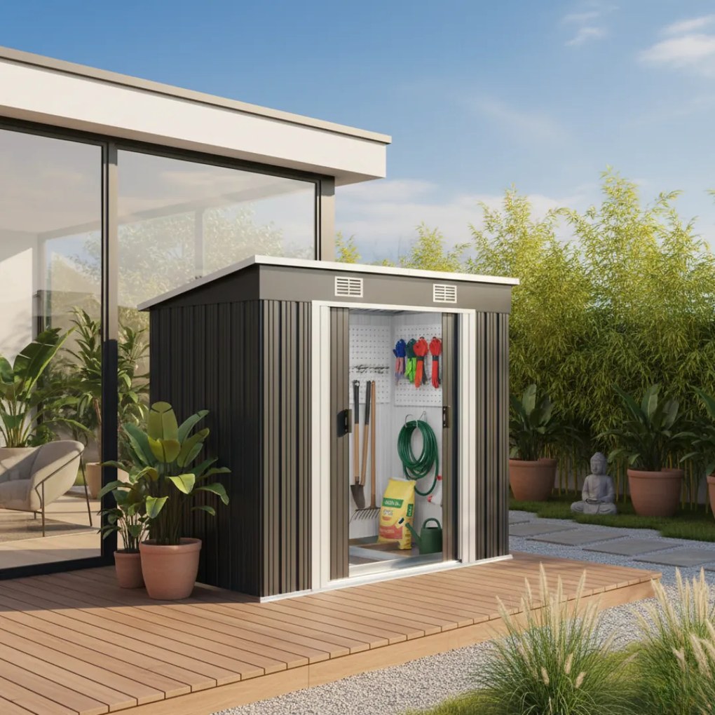 Kerti szerszámosház L, antracit Jurhan