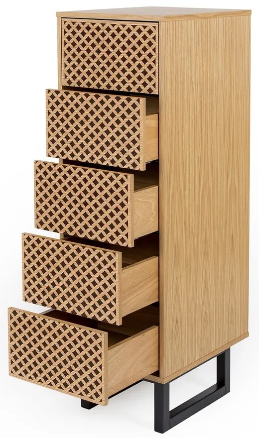 Camden Narrow Diamond Print nyírfa komód, 40 x 123 cm - Woodman