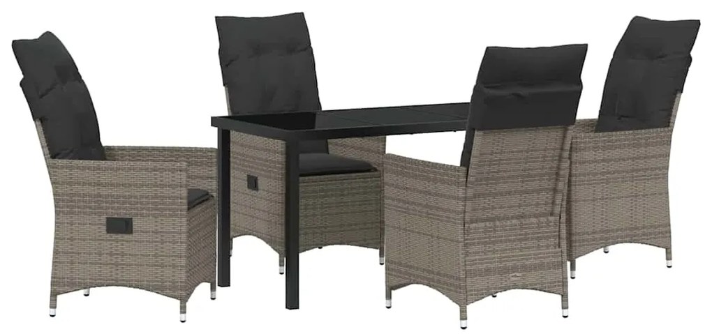 vidaXL Kert étkező szett párnával 5 pcs Szürke polirattan