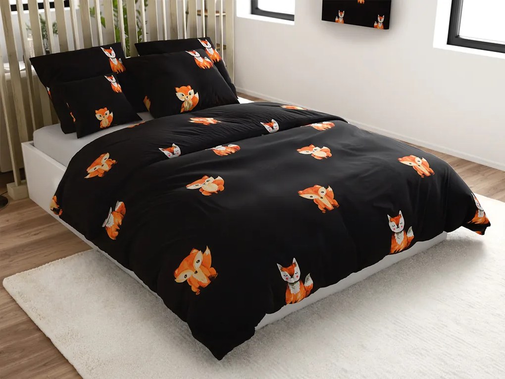 FOXES fekete mikroszálas ágyneműhuzat Ágyneműhuzat mérete: 2 db 70 x 80 cm | 160 x 200 cm