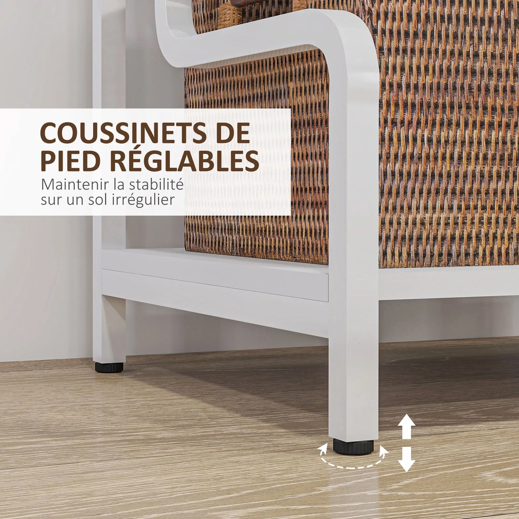 HOMCOM 3-Rétegű Nyomtató Állvány, Tároló Polc, Fa és Fém Nyomtató Állvány 55x40x77cm Otthoni Irodához Fehér | Aosom