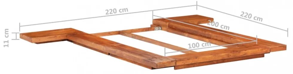 japán stílusú tömör akácfa futon ágykeret 100 x 200 cm