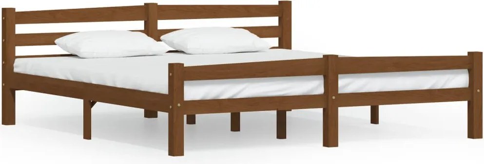 vidaXL mézbarna tömör fenyőfa ágykeret matrac nélkül 180 x 200 cm