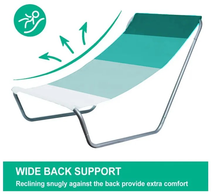 Összecsukható tengerparti napozóágy SAND, zöld csíkos