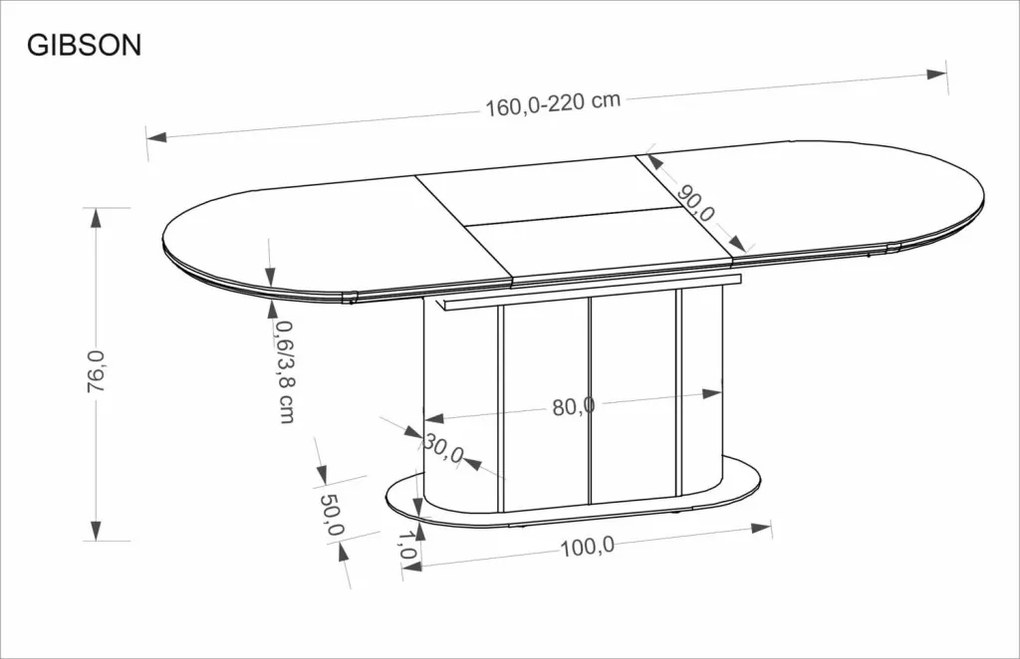 Gibson bővíthető étkezőasztal 160-220cm