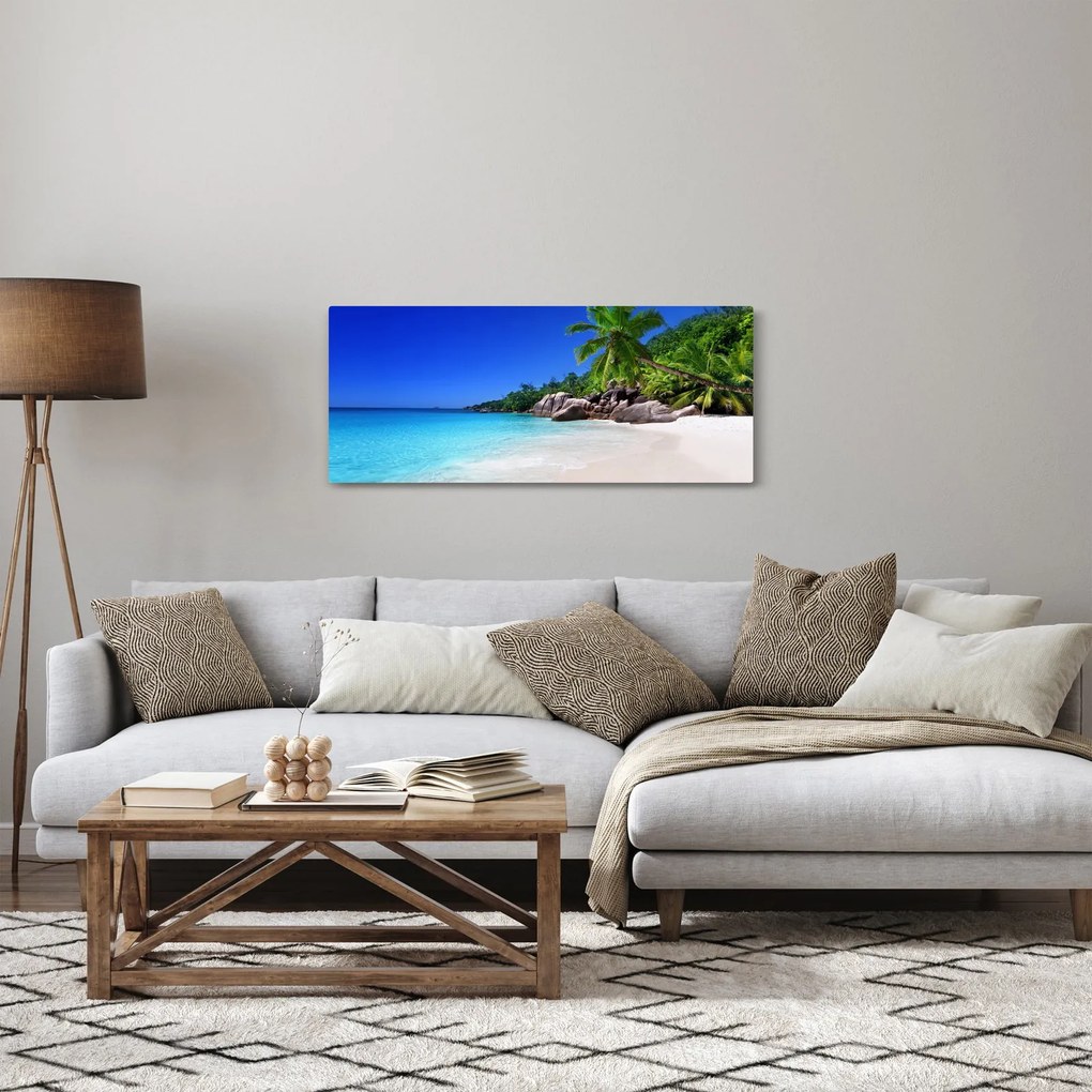 Kép a strandról a Praslin szigeten (120x50 cm)