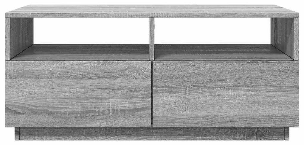 Szürke sonoma színű dohányzóasztal LED-lámpákkal 90x49x40 cm