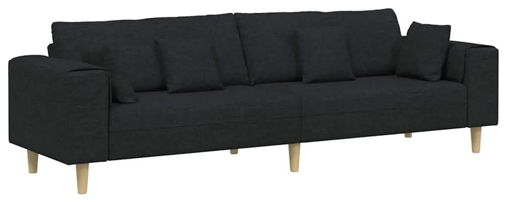 Szövet kanapé párnával Fekete 208 cm szövet