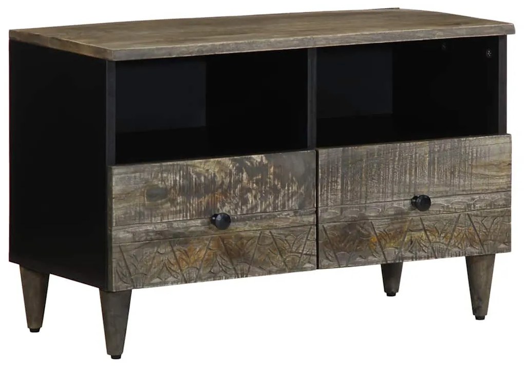 világosszürke tömör mangófa TV-szekrény70x33,5x46 cm