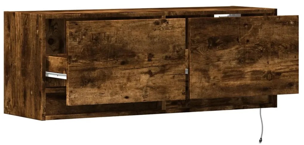 füstös tölgy színű fali TV-szekrény LED-ekkel 100x31x35 cm