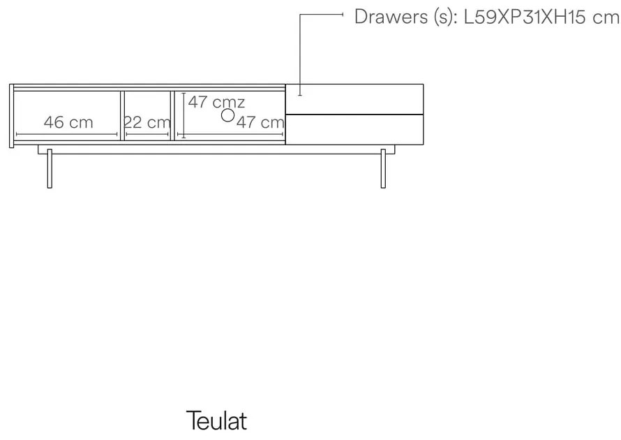 Bézs-natúr színű TV-állvány tölgyfa dekorral 180x45 cm Otto – Teulat
