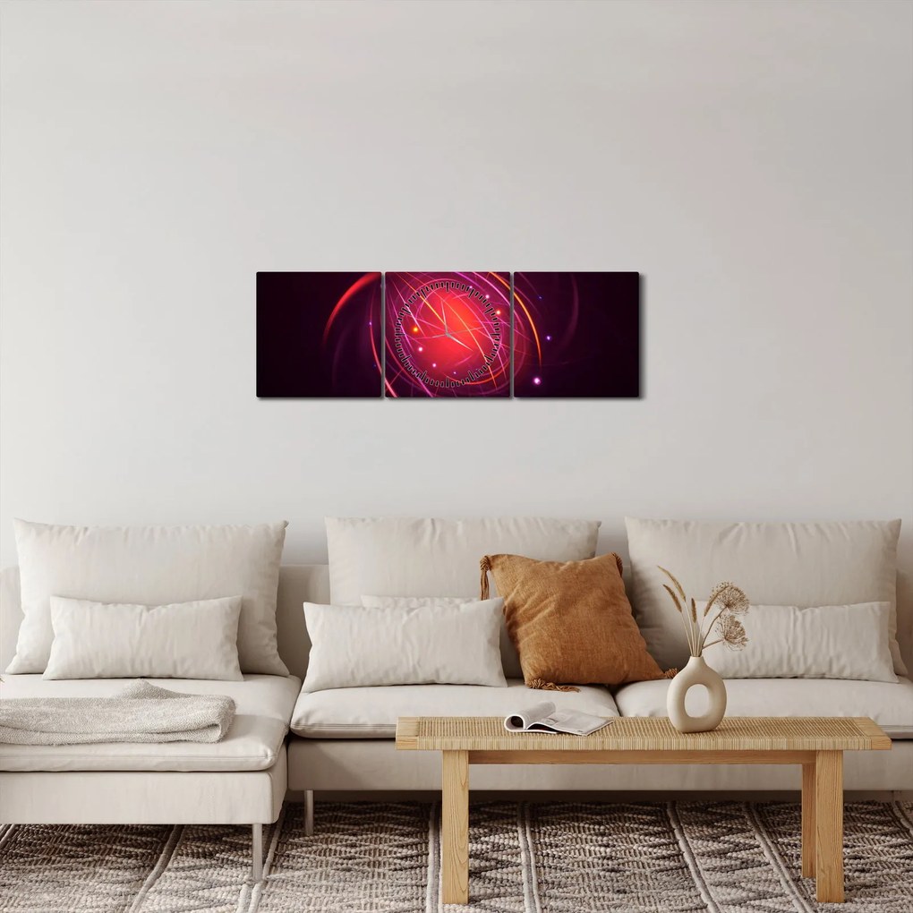 Modern kép absztrakció (órával) (90x30 cm)