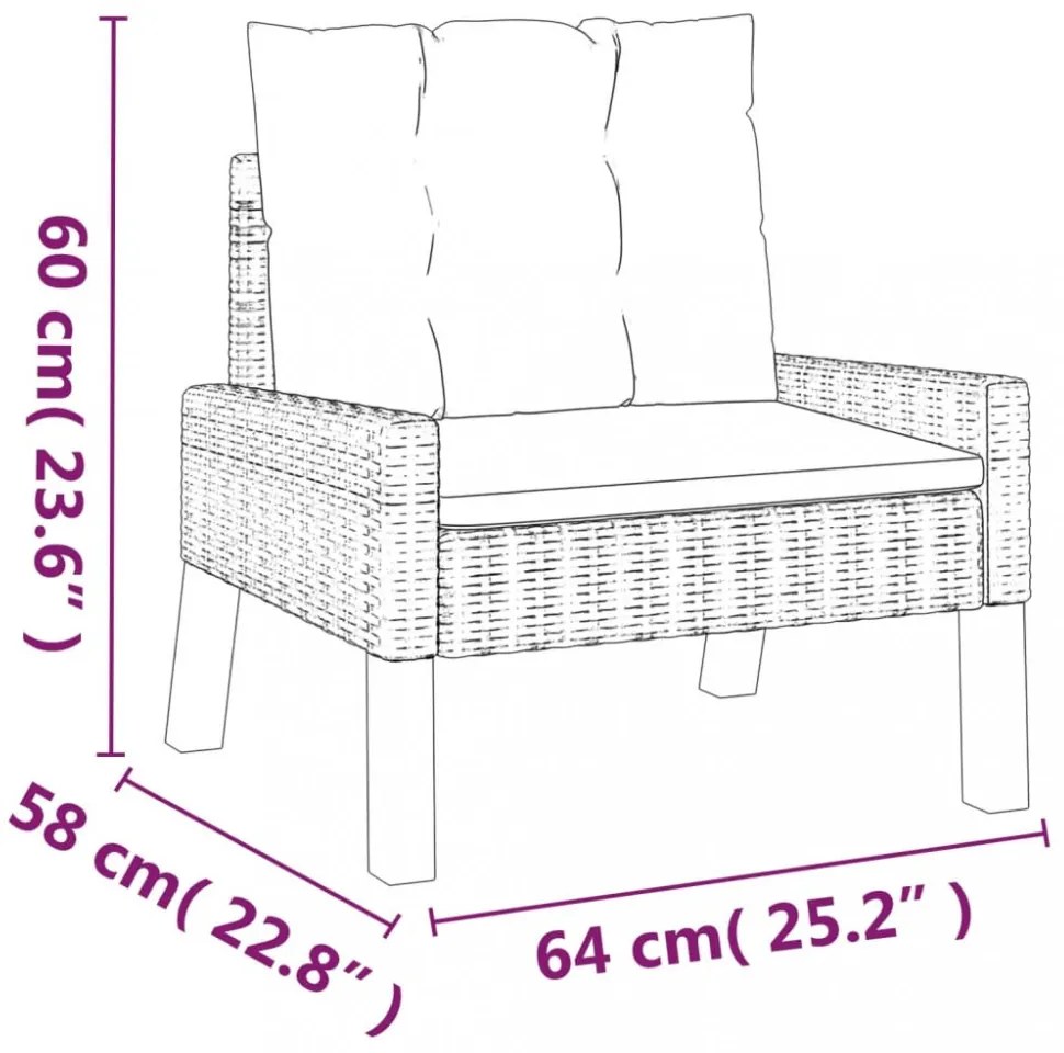 4 részes polyrattan és tömör fa kerti ülőgarnitúra párnákkal