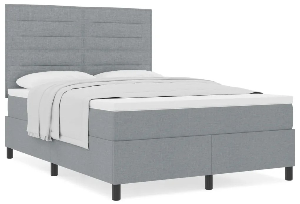 Box Spring Ágy Matraccal Világosszürke 140x200 cm Szövet