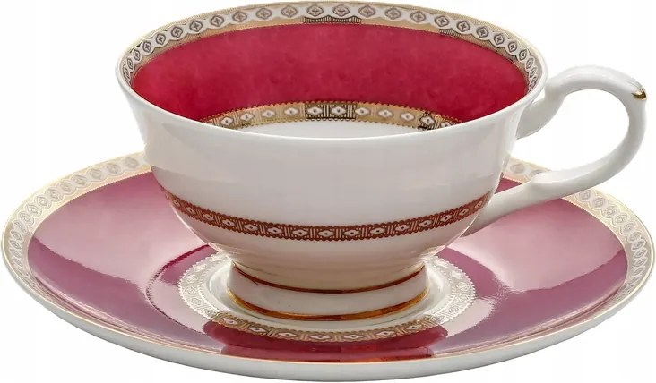 Porcelán csészealj, rózsaszín-fehér
