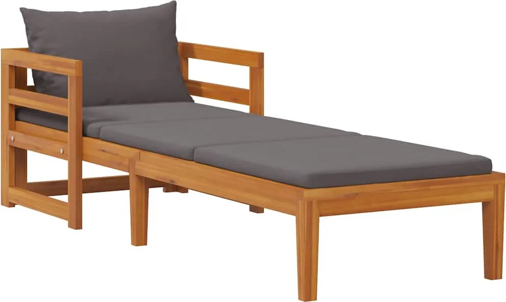 vidaXL sötétszürke tömör akácfa napozóágy párnákkal