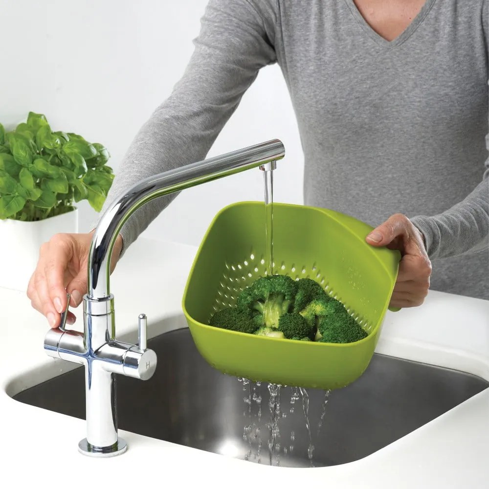 Square Colander nagy zöld tésztaszűrő - Joseph Joseph