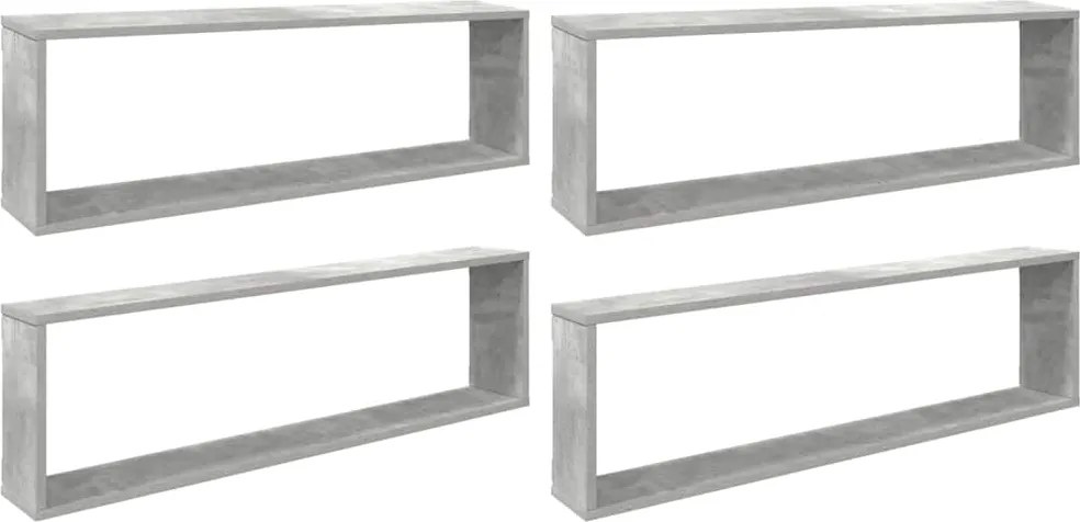 vidaXL 4 db betonszürke szerelt fa fali polc 100 x 15 x 30 cm